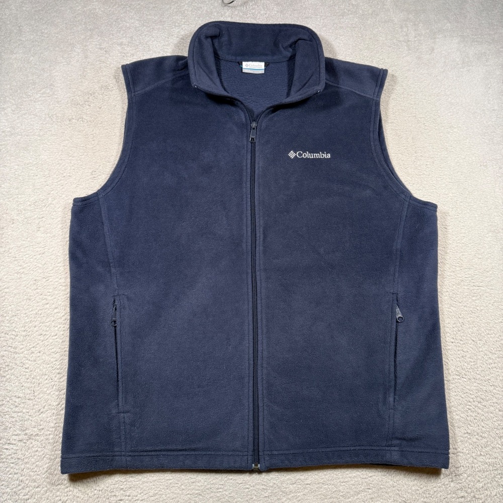 Columbia Fleece Vest Mens L Navy Blue Steens Mountain Full Zip Outdoor Gorpcore